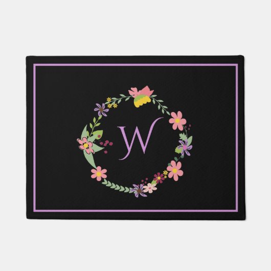 Mit Monogramm Blumenmatte Fußmatte (Vorderseite)