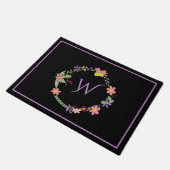 Mit Monogramm Blumenmatte Fußmatte (Schrägansicht)