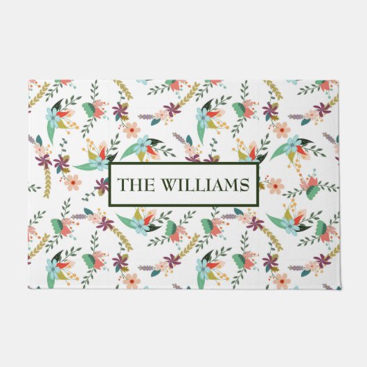 Mit Monogramm Blumenmuster Fußmatte (Vorderseite)