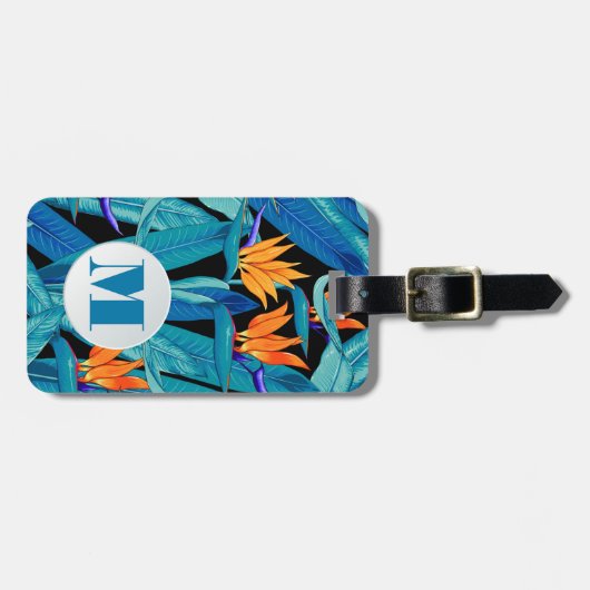 Mit Monogramm Blumenmuster Gepäckanhänger (Vorderseite horizontal)