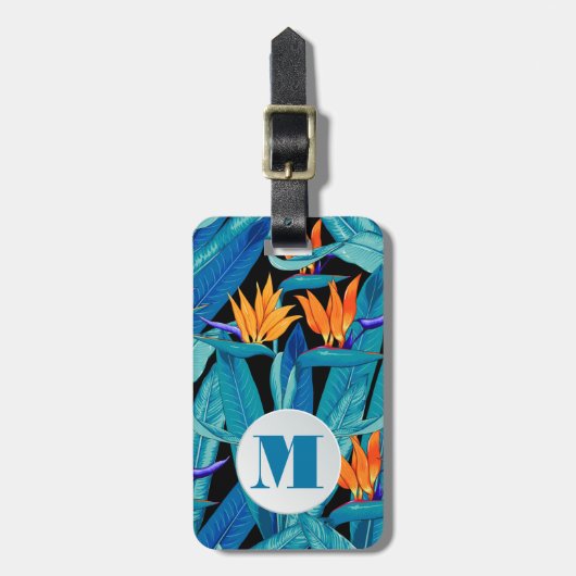 Mit Monogramm Blumenmuster Gepäckanhänger (Vorderseite vertikal)