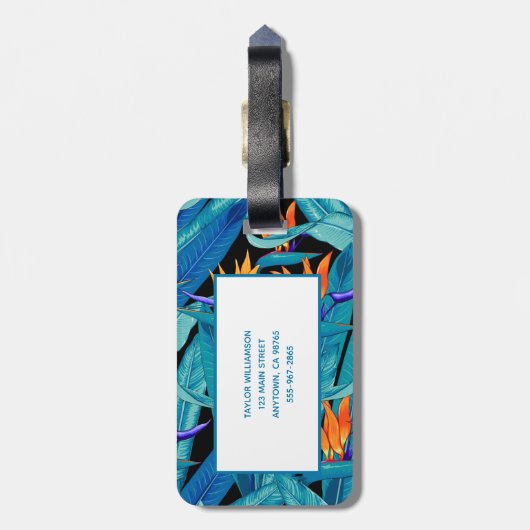 Mit Monogramm Blumenmuster Gepäckanhänger (Rückseite vertikal)