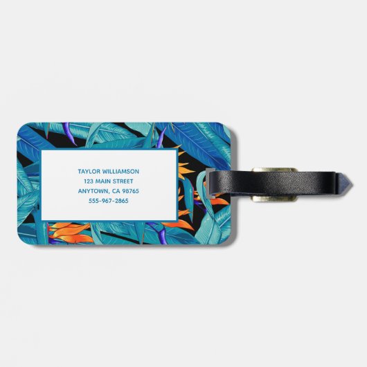 Mit Monogramm Blumenmuster Gepäckanhänger (Rückseite horizontal)