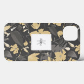 Mit Monogramm Blumenmuster Grau gelb Case-Mate iPhone Hülle (Rückseite (Horizontal))