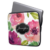 Mit Monogramm Blumenmuster Laptopschutzhülle (Vorderseite Links)