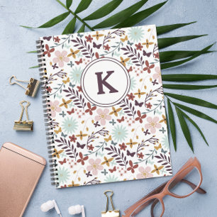 Mit Monogramm BlumenNotebook Notizblock