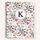 Mit Monogramm BlumenNotebook Notizblock (Vorderseite)