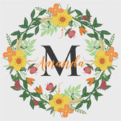Mit Monogramm Blumenstrauß Aufkleber (Vorderseite)