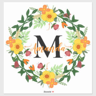 Mit Monogramm Blumenstrauß Aufkleber
