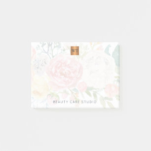 Mit Monogramm Blumenstrauß aus metallischem Gold Post-it Klebezettel