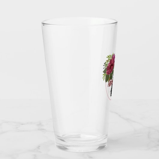 Mit Monogramm Blumenstrauß Glas (Rechts)