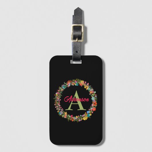 Mit Monogramm Blumenstrauß Personalisiert Gepäckanhänger (Vorderseite Vertikal)
