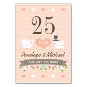 Mit Monogramm Blus Love Birds Dove Tischnummer (Rückseite)