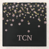 Mit Monogramm Blush and Gold Overlay Glasuntersetzer (Vorderseite)