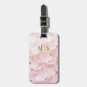 Mit Monogramm Blush Pink Blume Blossom Petals Gepäckanhänger (Vorderseite vertikal)