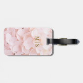 Mit Monogramm Blush Pink Blume Blossom Petals Gepäckanhänger (Rückseite horizontal)