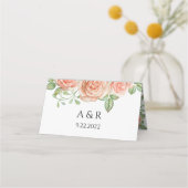Mit Monogramm Blush Pink Blumengarten Platzkarte (Rückseite)