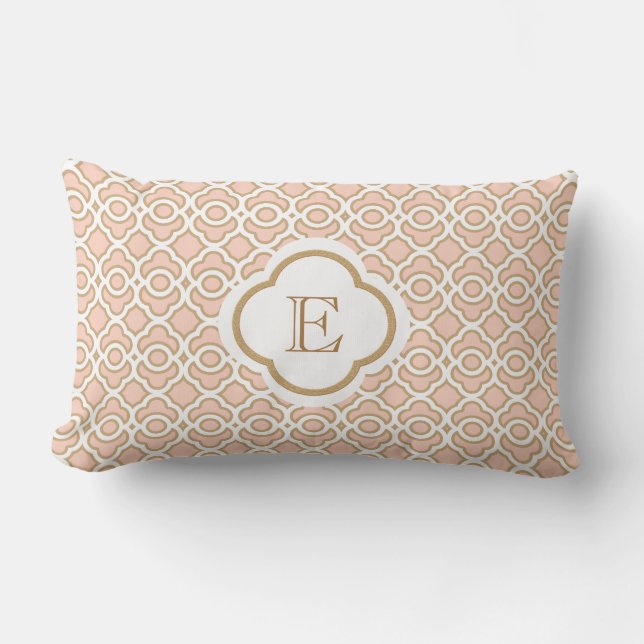Mit Monogramm Blush Pink Gold Marokkanisch Lendenkissen (Vorderseite)