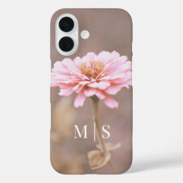 Mit Monogramm Blush Pink Montana Wildblume iPhone 16 Hülle