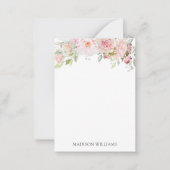 Mit Monogramm Blush Pink Rose Blume Mitteilungskarte (Vorderseite)