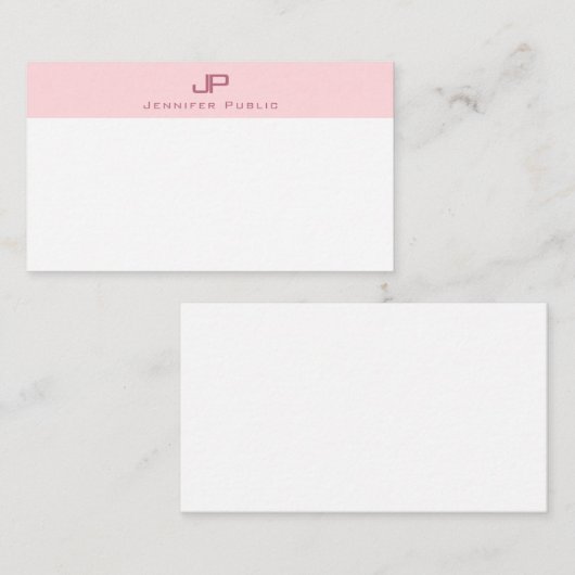 Mit Monogramm Blush Pink-Vorlage Mitteilungskarte (Vorne/Hinten)