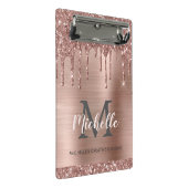 Mit Monogramm Blush Rose Gold Glitzer Drift Mini Klemmbrett (Schrägansicht)