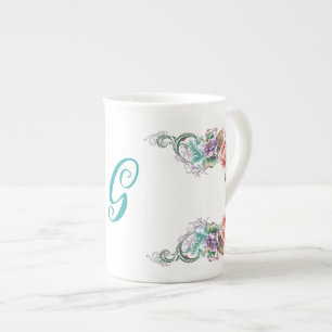 Mit Monogramm Blüte Porzellantasse