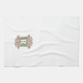 Mit Monogramm Blütengrün und Weiß elegant Geschirrtuch (Horizontal)