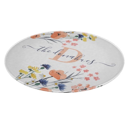 Mit Monogramm Blütenplatine Schneidebrett (Ecke)