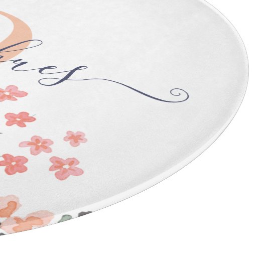 Mit Monogramm Blütenplatine Schneidebrett (Ecke)