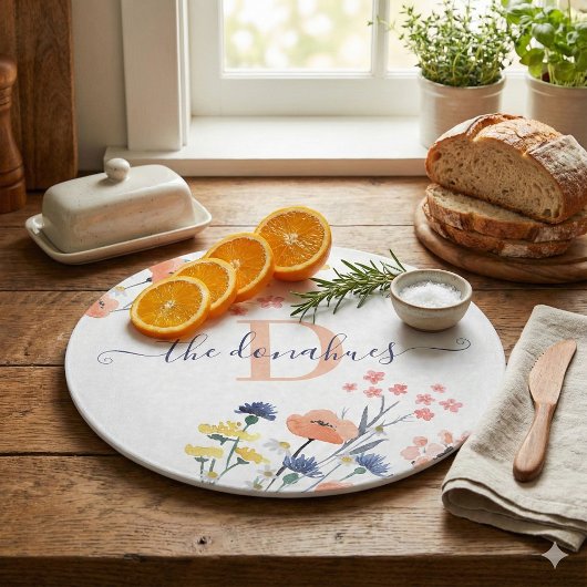 Mit Monogramm Blütenplatine Schneidebrett