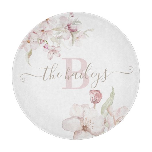 Mit Monogramm Blütenplatine Schneidebrett (Vorderseite)