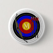 Mit Monogramm Bogenschießen-Entwurf Button (Vorderseite)