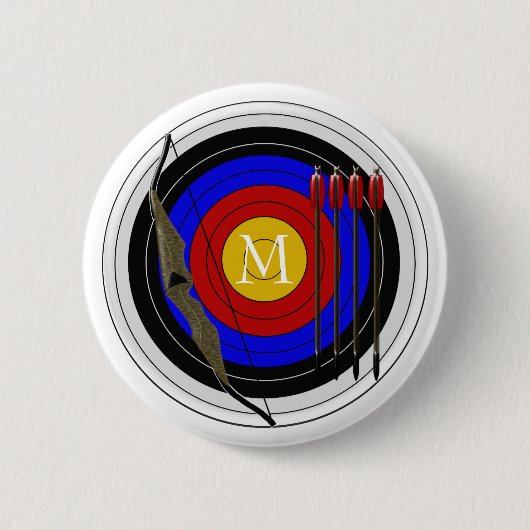 Mit Monogramm Bogenschießen-Entwurf Button (Vorderseite)