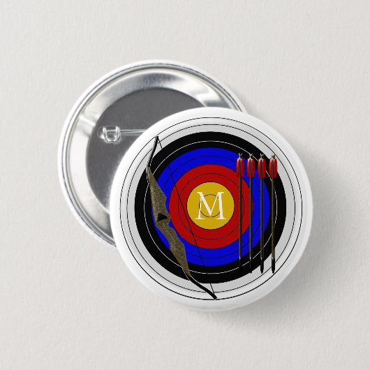 Mit Monogramm Bogenschießen-Entwurf Button (Vorne & Hinten)