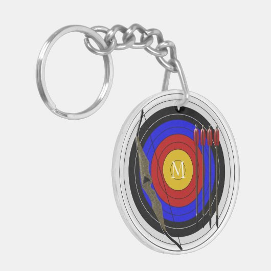 Mit Monogramm Bogenschießen-Entwurf Schlüsselanhänger (Vorderseite links)