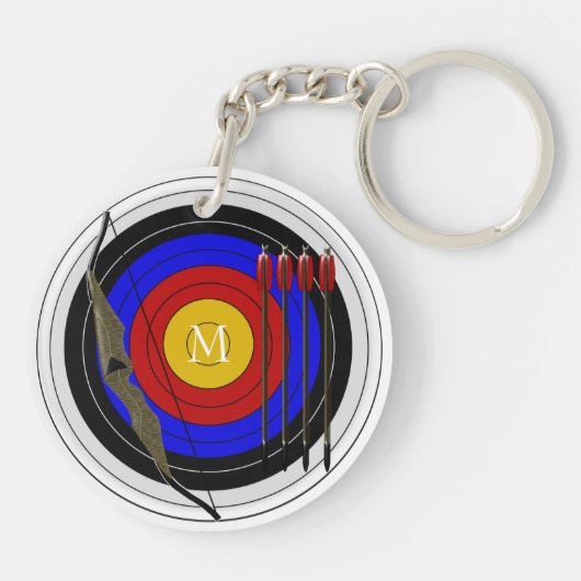 Mit Monogramm Bogenschießen-Entwurf Schlüsselanhänger (Rückseite)