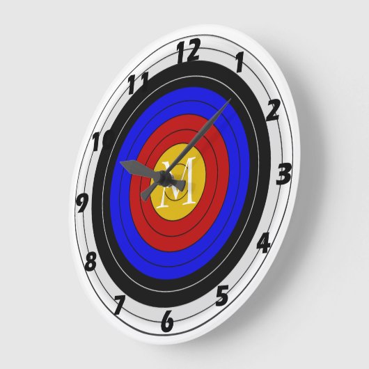 Mit Monogramm Bogenschießen-Ziel Große Wanduhr (Winkel)