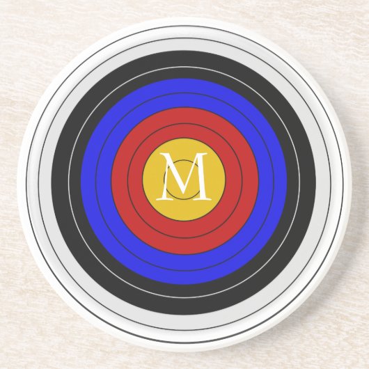 Mit Monogramm Bogenschießen-Ziel Untersetzer (Vorne)