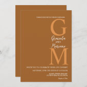 Mit Monogramm Bohemische Terracotta Brown Wedge Einladung (Vorne/Hinten)