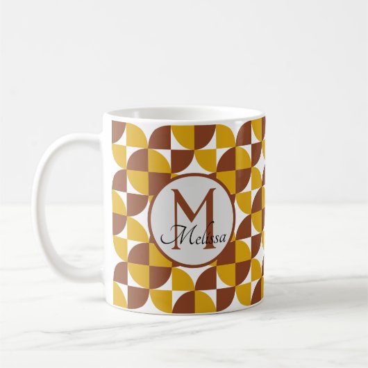 Mit Monogramm bohischer Stil mit bunten geometrisc Kaffeetasse (Links)