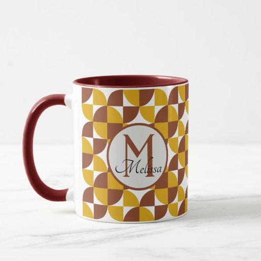 Mit Monogramm bohischer Stil mit bunten geometrisc Tasse (Links)