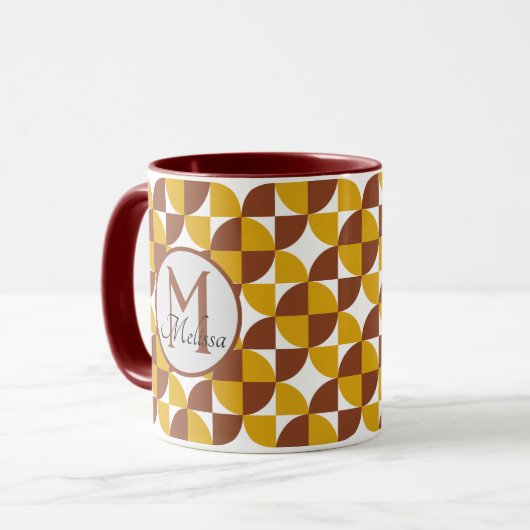Mit Monogramm bohischer Stil mit bunten geometrisc Tasse (Vorderseite Links)