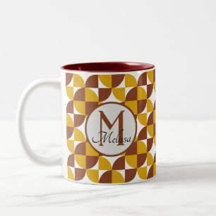 Mit Monogramm bohischer Stil mit bunten geometrisc Zweifarbige Tasse