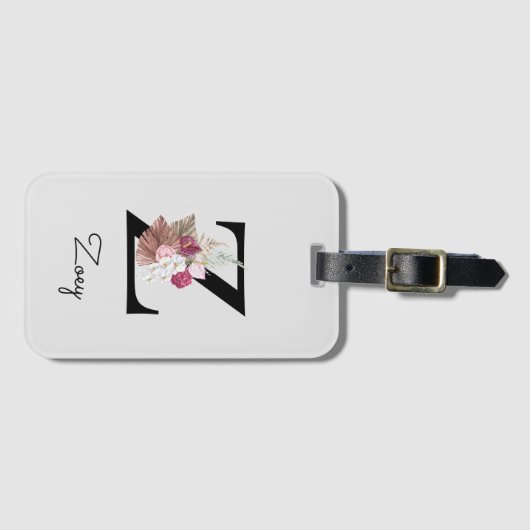 Mit Monogramm Boho Blume Initial Z Gepäckanhänger (Vorderseite (Horizontal))