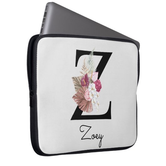 Mit Monogramm Boho Blume Initial Z Laptopschutzhülle (Vorne Rechts)