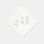 Mit Monogramm Boho Cherry Blossom Blumenhochzeit Serviette (Ecke)