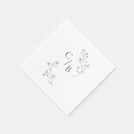 Mit Monogramm Boho Cherry Blossom Blumenhochzeit Serviette (Ecke)
