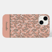 Mit Monogramm Boho Coral Peach Grün Weiße Blüte Case-Mate iPhone Hülle (Rückseite (Horizontal))