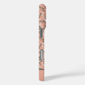 Mit Monogramm Boho Coral Peach Grün Weiße Blüte Case-Mate iPhone Hülle (Rückseite / Rechts)